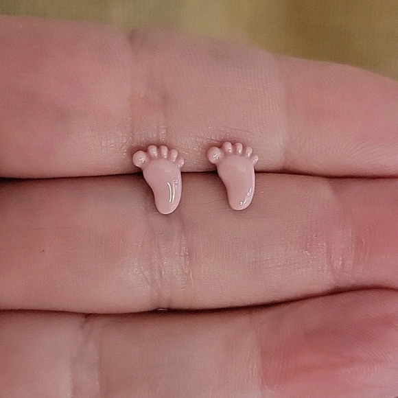 Baby Feet Ceramic Stud Earrings - Picture 1 of 6